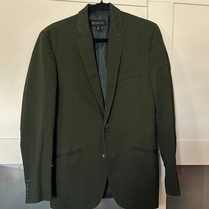 INC International Concepts Olive Green Single-Breasted Blazer